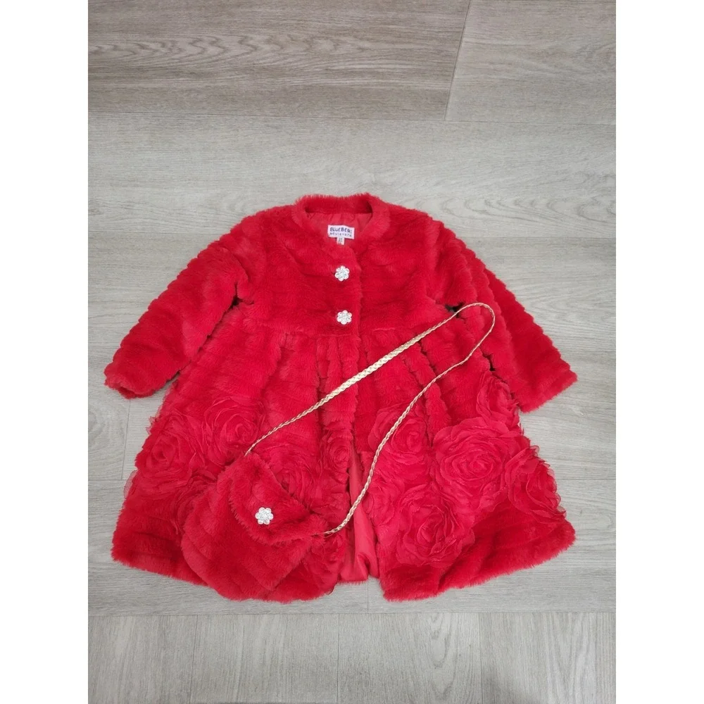 Blueberi Boulevard Girls 2T Christmas Dress Coat Purse 3 Piece Holiday Set